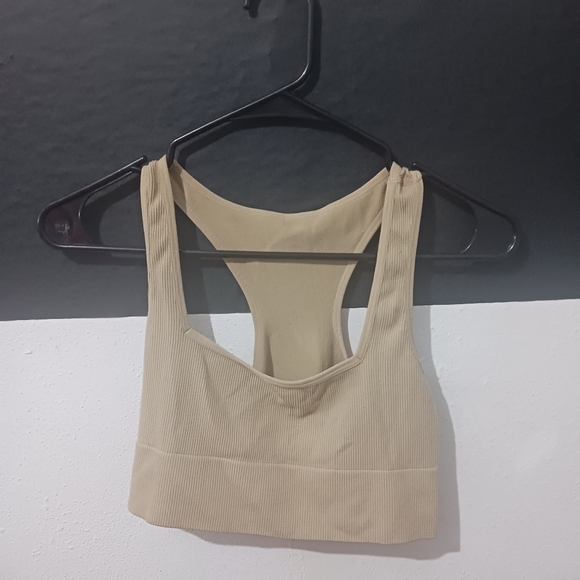 SWS Essentials Tops - SWS Essentials Women Beige cream seamless ribbed tank crop top